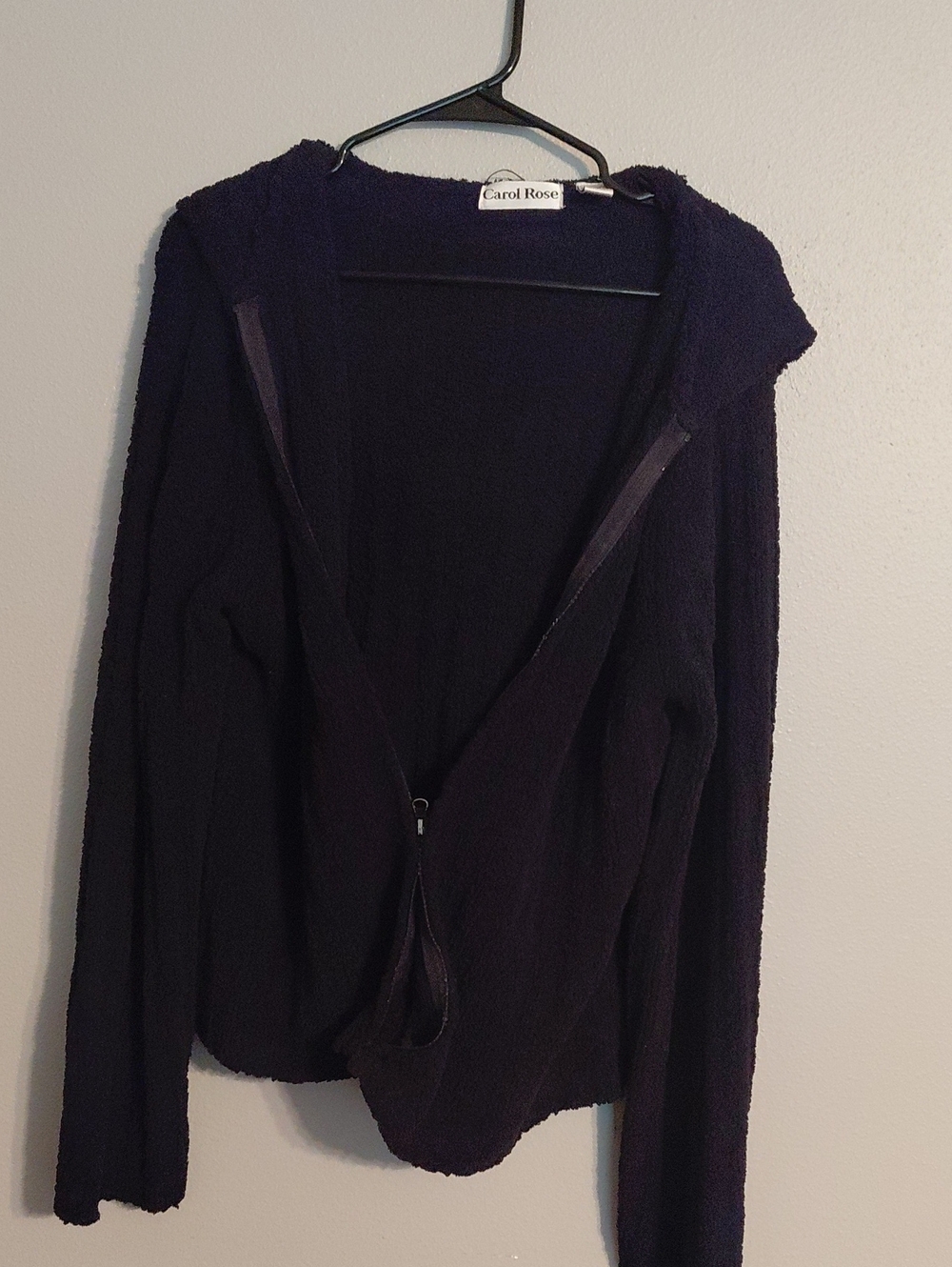 Carol Rose Women's Hooded Zip Cardigan - Dark Purple